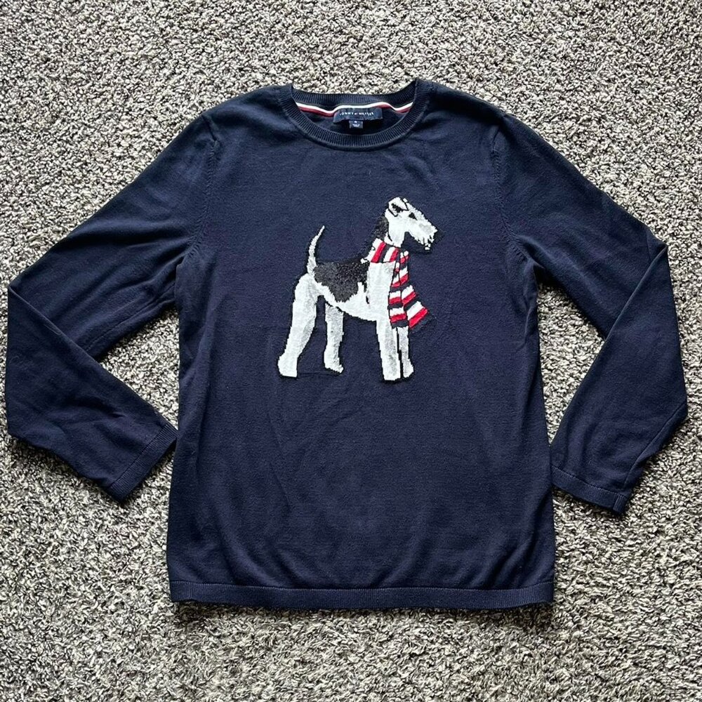 Tommy Hilfiger Navy Blue Dog Lightweight T-Shirt Wmn M Preppy Classic Stylish